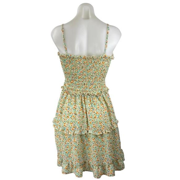 Jessica Simpson Green Smocked Sleeveless Ruffle Tiered Cami Mini Dress Size M - Picture 3 of 5